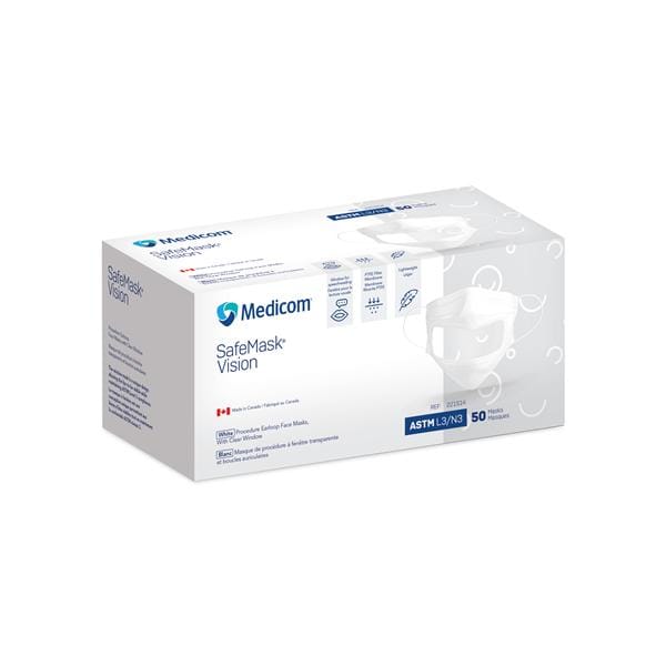 SafeMask Vision Mask ASTM Level 3 White 50/Bx