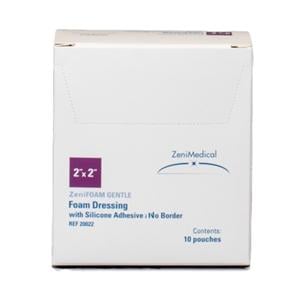 ZeniFOAM Gentle PU Fm Non-Border Dressing 2x2 Strl Sq NAdh Slcn Adh Tn Abs