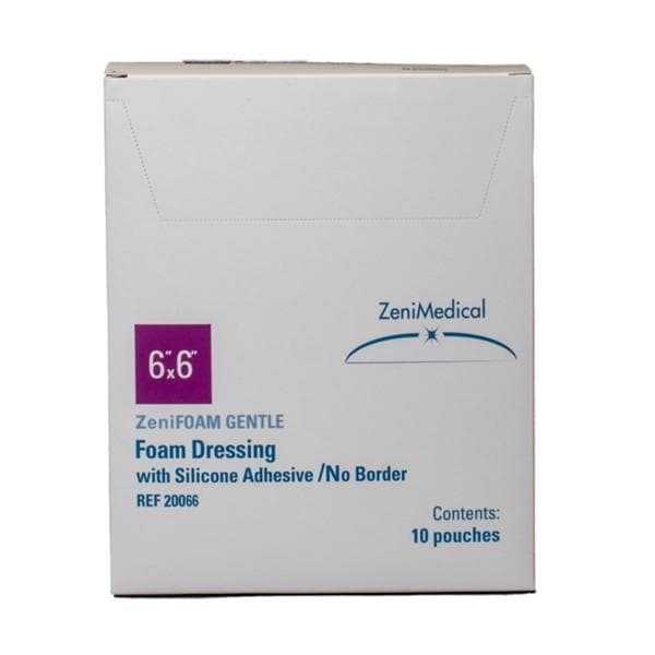 ZeniFOAM Gentle PU Fm Non-Border Dressing 6x6 Strl Sqr NAdhr Slcn Adh Tn Abs