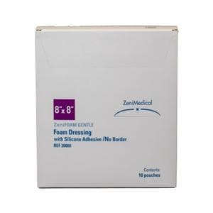 ZeniFOAM Gentle PU Fm Non-Border Dressing 8x8 Strl Sqr NAdhr Slcn Adh Tn Abs