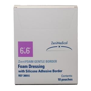 ZeniFOAM GENTLE BORDER PU Fm Border Dressing 6x6 Strl Sqr NAdhr Slcn Adh Tn Abs