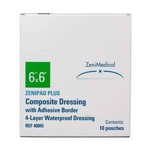 ZeniPAD Plus Composite Wound Dressing 6x6" 4Lyr Sterile Sq NAdh Adh Brdr Wt Abs