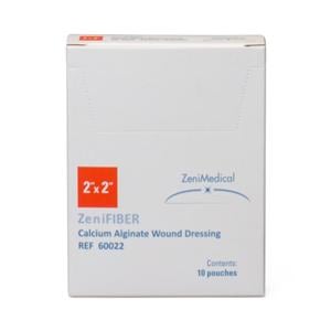 ZeniFIBER Calcium Alginate Wound Dressing 2x2" Sterile Square Tan Hi Abs