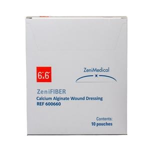 ZeniFIBER Calcium Alginate Wound Dressing 6x6" Sterile Square Tan Hi Abs