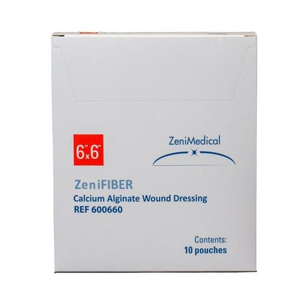 ZeniFIBER Calcium Alginate Wound Dressing 6x6" Sterile Square Tan Hi Abs