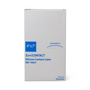 ZeniCONTACT Silicone/Mesh Contact Layer Dressing 4x7" Sterile Rctngl NAdhr Wht