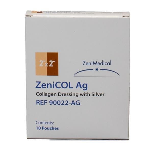 ZeniCOL Ag Collagen Wound Dressing 2x2" Sterile Square White