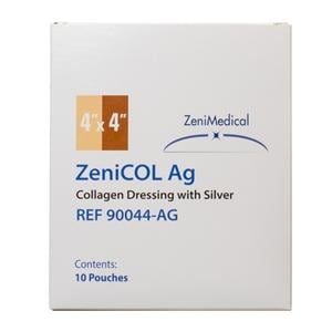 ZeniCOL Ag Collagen Wound Dressing 4x4" Sterile Square White