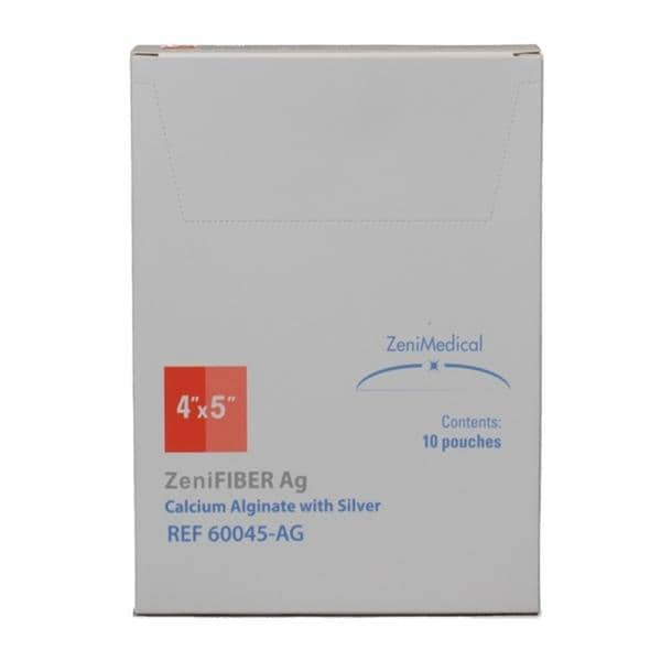 ZeniFIBER Ag Calcium Alginate Wound Dressing 4x5" Sterile Rectangle White