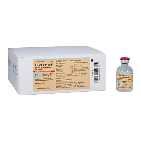 Xylocaine MPF w/Epinephrine Injection 2% 1:200,000 PF SDV 10mL 25/Package