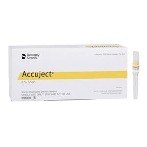 Accuject Needle Plastic Hub 27 Gauge Short Yellow 100/Bx, 10 BX/CA