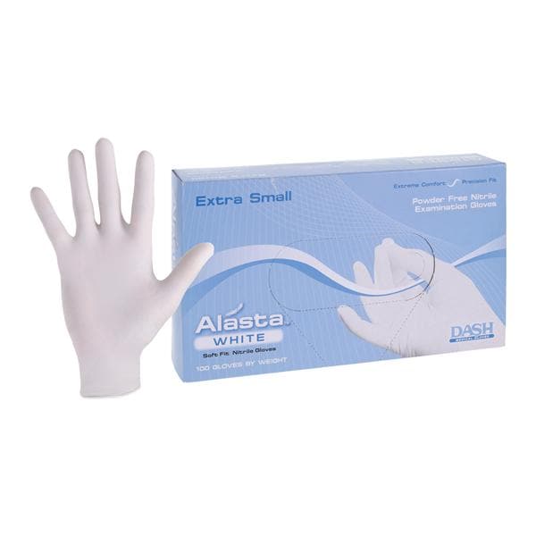 Alasta White Nitrile Exam Gloves X-Small White Non-Sterile, 10 BX/CA