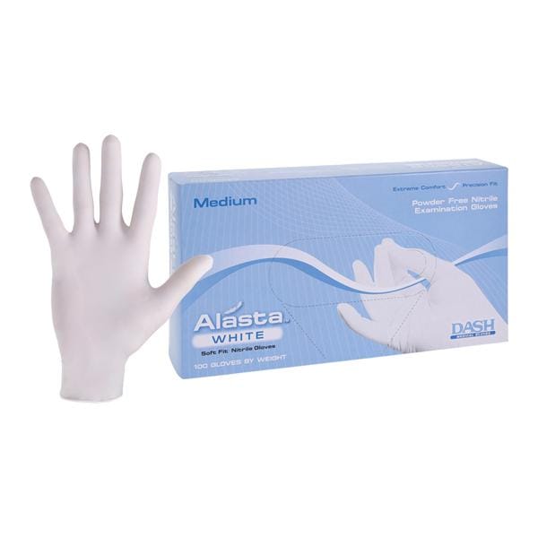 Alasta White Nitrile Exam Gloves Medium White Non-Sterile