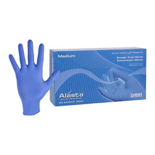 Alasta Soft Fit Nitrile Exam Gloves Medium Blue Non-Sterile, 10 BX/CA