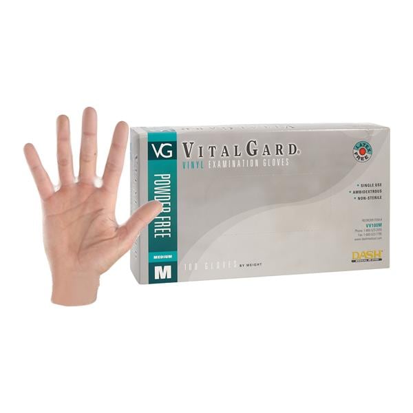 VitalGard PVC Vinyl Coated Exam Gloves Medium Clear Non-Sterile