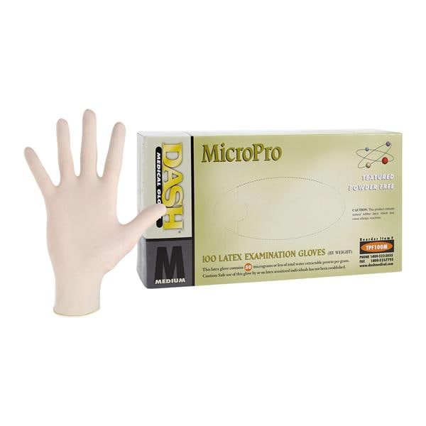 Micropro Latex Exam Gloves Medium Natural Non-Sterile, 10 BX/CA