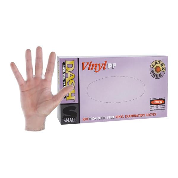 Dash Vinyl Vinyl Exam Gloves Small Clear Non-Sterile, 10 BX/CA