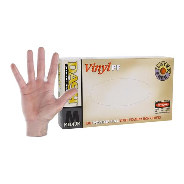 Dash Vinyl Vinyl Exam Gloves Medium Clear Non-Sterile