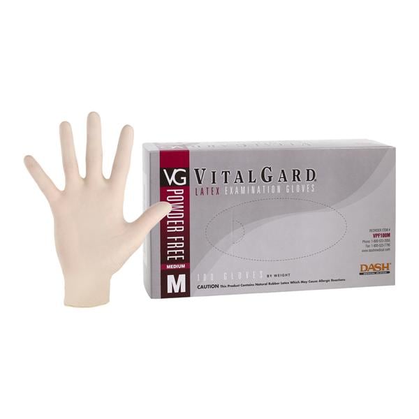 VitalGard Latex Exam Gloves Medium Natural Non-Sterile, 10 BX/CA