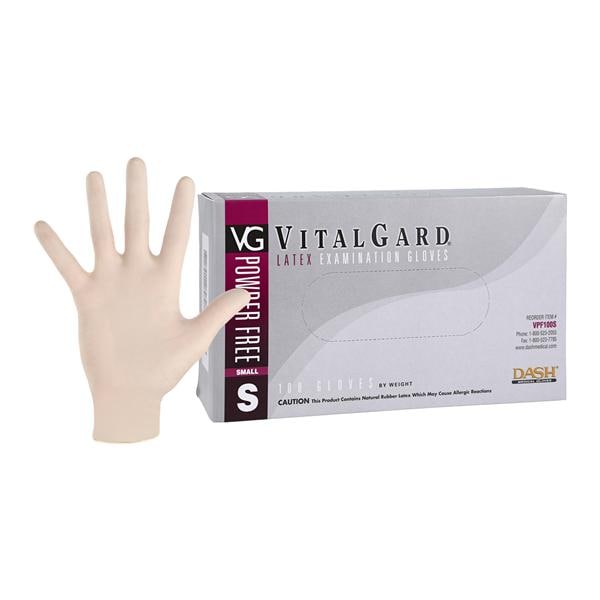 VitalGard Latex Exam Gloves Small Natural Non-Sterile, 10 BX/CA