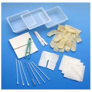 Tracheostomy Care Set Vinyl Gloves/3 Rigid Basins