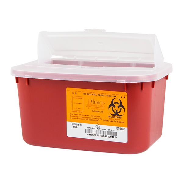 Sharps Container 4qt Red/Black 10x5x7" Horizontal Drop Polypropylene Ea, 24 EA/CA