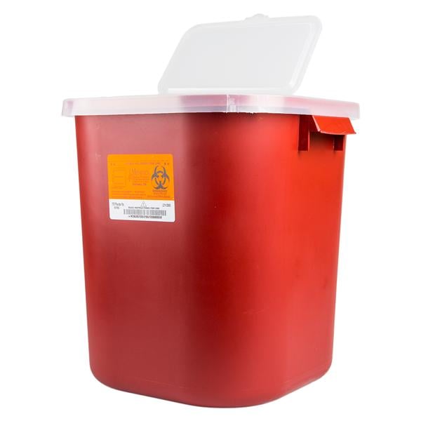 Sharps Container 8gal Red 13-3/4x14x13-3/4" Horizontal Drop Polypropylene Ea