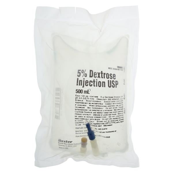 Viaflex IV Injection Solution Dextrose 5%/Water 500mL Bag Ea, 24 EA/CA