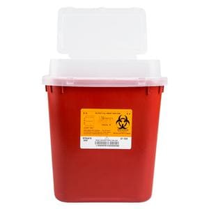 Sharps Container 2gal Red/Black 10x11-1/4x7" Tortuous Path Lid Polypropylene Ea