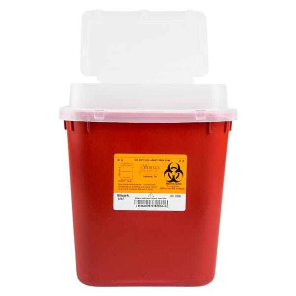 Sharps Container 2gal Red/Black 10x11-1/4x7" Tortuous Path Lid Polypropylene Ea