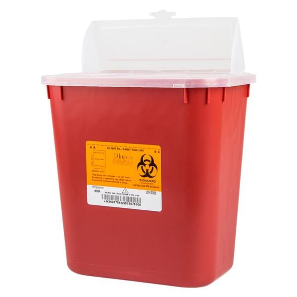 Sharps Container 8qt Red/Black 10x9-1/2x7" Horizontal Drop Polypropylene EA