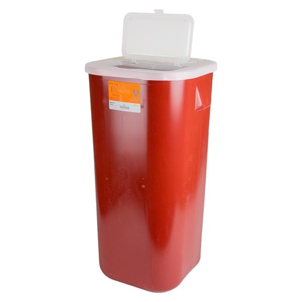 Sharps Container 16gal Red/Black 13-1/2x25-1/2x13-3/4" Horizontal Drop PP Ea