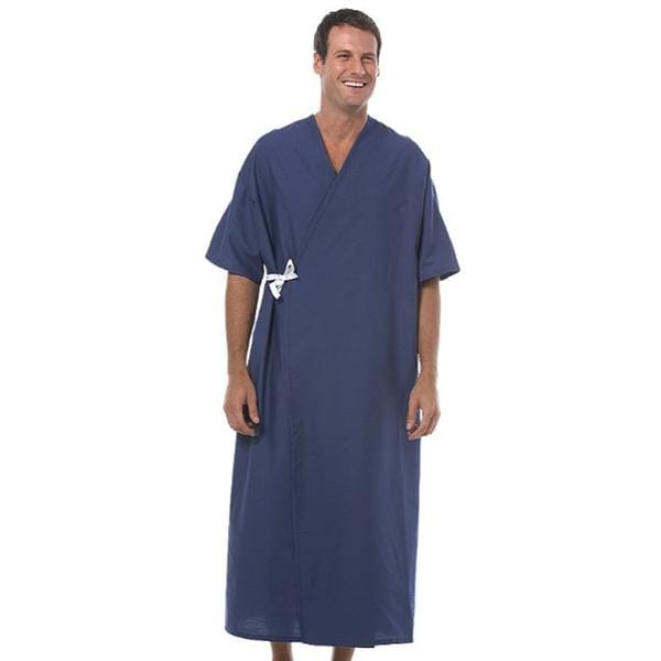 Patient Gown Adult One Size Navy Ea