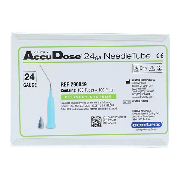 AccuDose NeedleTube Bendable Needle Tube & Plug Aqua 100/Pk