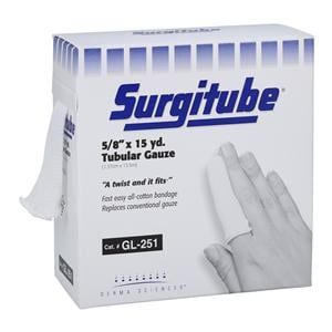 Surgitube Gauze Bandage Cotton .63"x15yd White Non-Sterile 1/BX