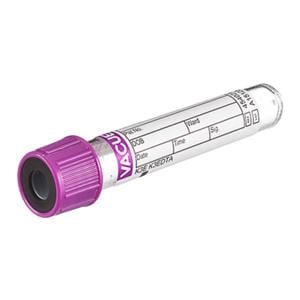 Vacuette Venous Blood Collection Tube Lavender/Black 4mL Pull Cap Plastic 50/Pk