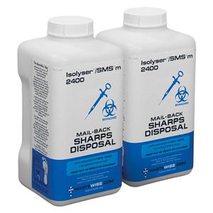 Isolyser/SMS Sharps Mailer System 3L Blue/White 5x5x9-1/2" Lid Plastic 2/Pk