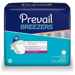 Prevail Breezers Incontinence Brief Unisex 59-64" Heavy Beige Odor Guard 4x15/Ca