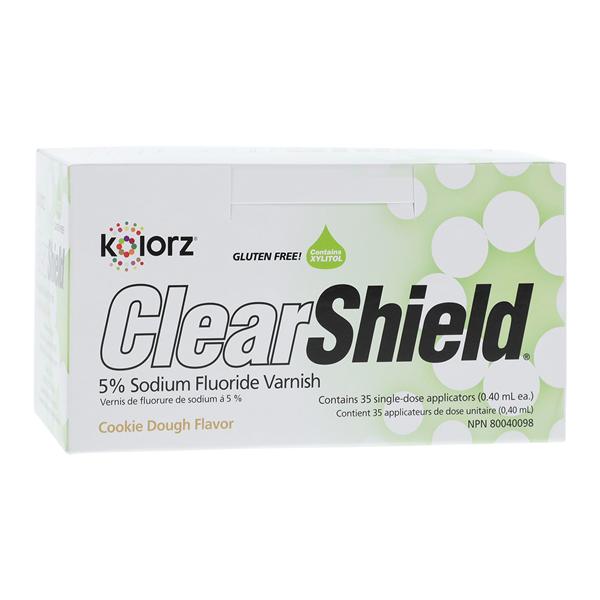 Kolorz ClearShield Fluoride Varnish Unit Dose 5% NaF 0.4 mL Cookie Dough 35/Bx