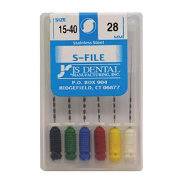 Hand S-File 25 mm Size 30 Stainless Steel Blue 6/Pk