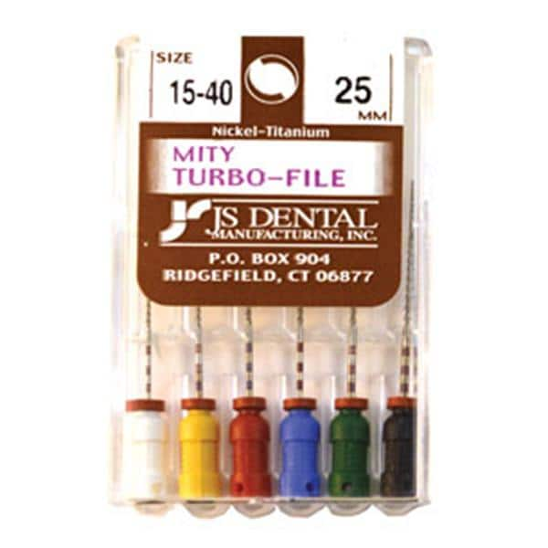 Mity Hand Turbo File 25 mm Size 45-80 Nickel Titanium Assorted 6/Pk