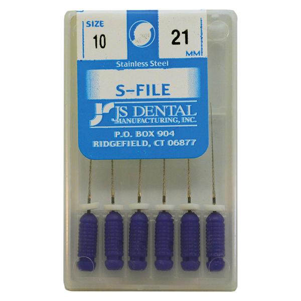 Hand S-File 21 mm Size 10 Stainless Steel Purple 6/Pk