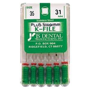 K-File Plus 31 mm Size 35 Stainless Steel Green 6/Bx