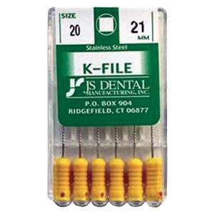 K-File 21 mm Size 20 Stainless Steel Yellow 6/Pk