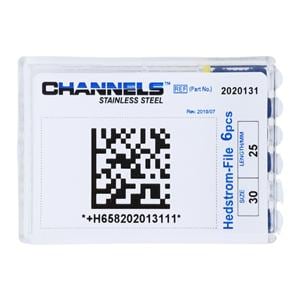 Channels Hand Hedstrom Files 25 mm Size 30 Stainless Steel Blue 6/Pk