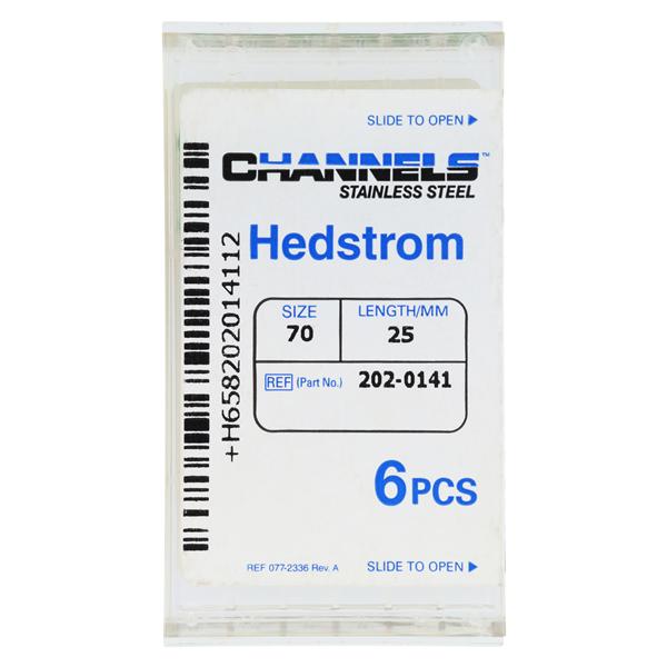 Channels Hand Hedstrom Files 25 mm Size 70 Stainless Steel Green 6/Pk