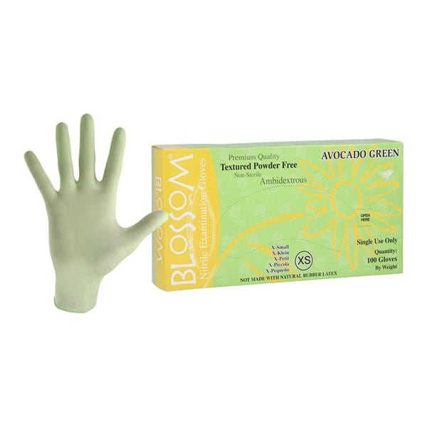 Blossom Nitrile Exam Gloves X-Small Avocado Green Non-Sterile