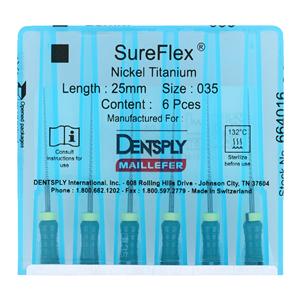 SureFlex Hand File 25 mm Size 35 Nickel Titanium Green 6/Bx