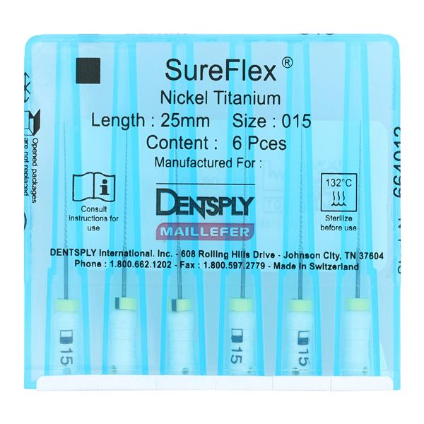 SureFlex Hand File 25 mm Size 15 Nickel Titanium White 6/Bx