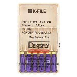 Hand K-File 21 mm Size 10 Stainless Steel Purple 6/Pk, 12 PK/CA